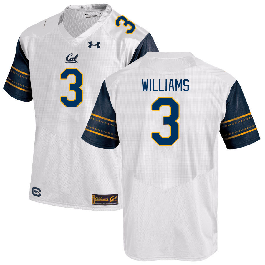 Men #3 Nohl Williams California Golden Bears College Football Jerseys Stitched Sale-White - Click Image to Close